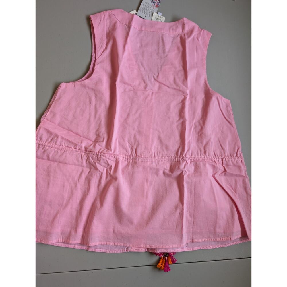 NWD Roopa Pemmaraju Embroidered Beaded V-neck Blouse Sz L Pink #C2405 - Picture 8 of 10